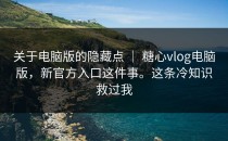 关于电脑版的隐藏点 ｜ 糖心vlog电脑版，新官方入口这件事。这条冷知识救过我