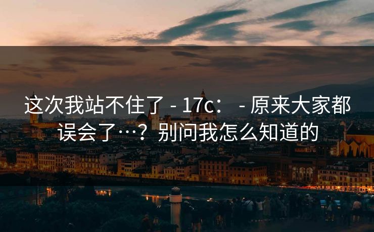 这次我站不住了 - 17c： - 原来大家都误会了…？别问我怎么知道的