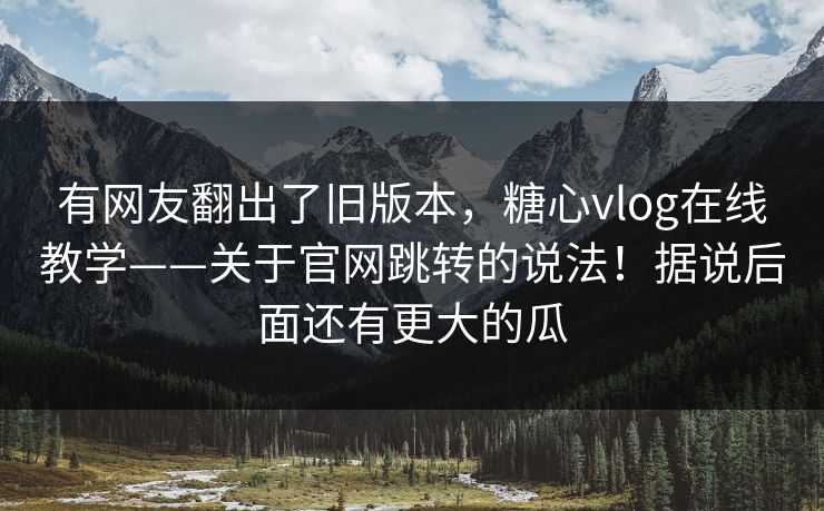 有网友翻出了旧版本，糖心vlog在线教学——关于官网跳转的说法！据说后面还有更大的瓜  第1张