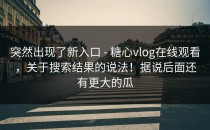 突然出现了新入口 - 糖心vlog在线观看，关于搜索结果的说法！据说后面还有更大的瓜