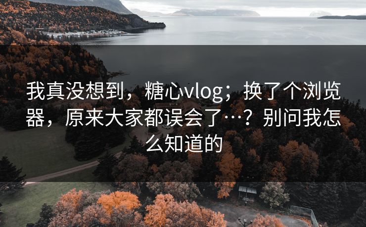 我真没想到，糖心vlog；换了个浏览器，原来大家都误会了…？别问我怎么知道的